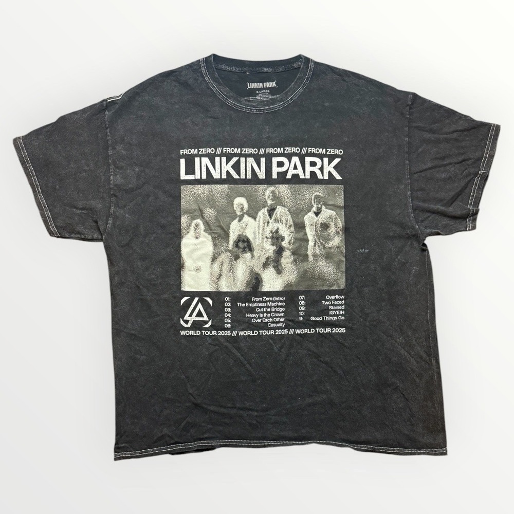Linkin Park From Zero World Tour 2025 Graphic T-Shirt XL Washed Black Cotton